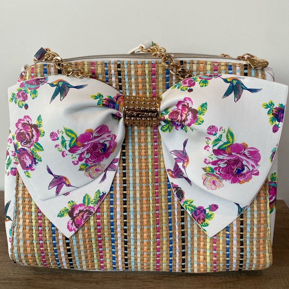 VINTAGE Betsey Johnson Large Floral Purse Tote Satchel